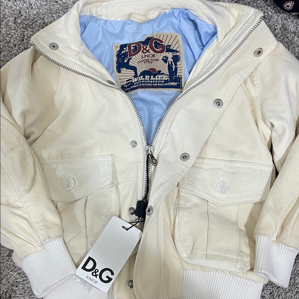 D&G Junior Ivory Jacket with Blue Lining